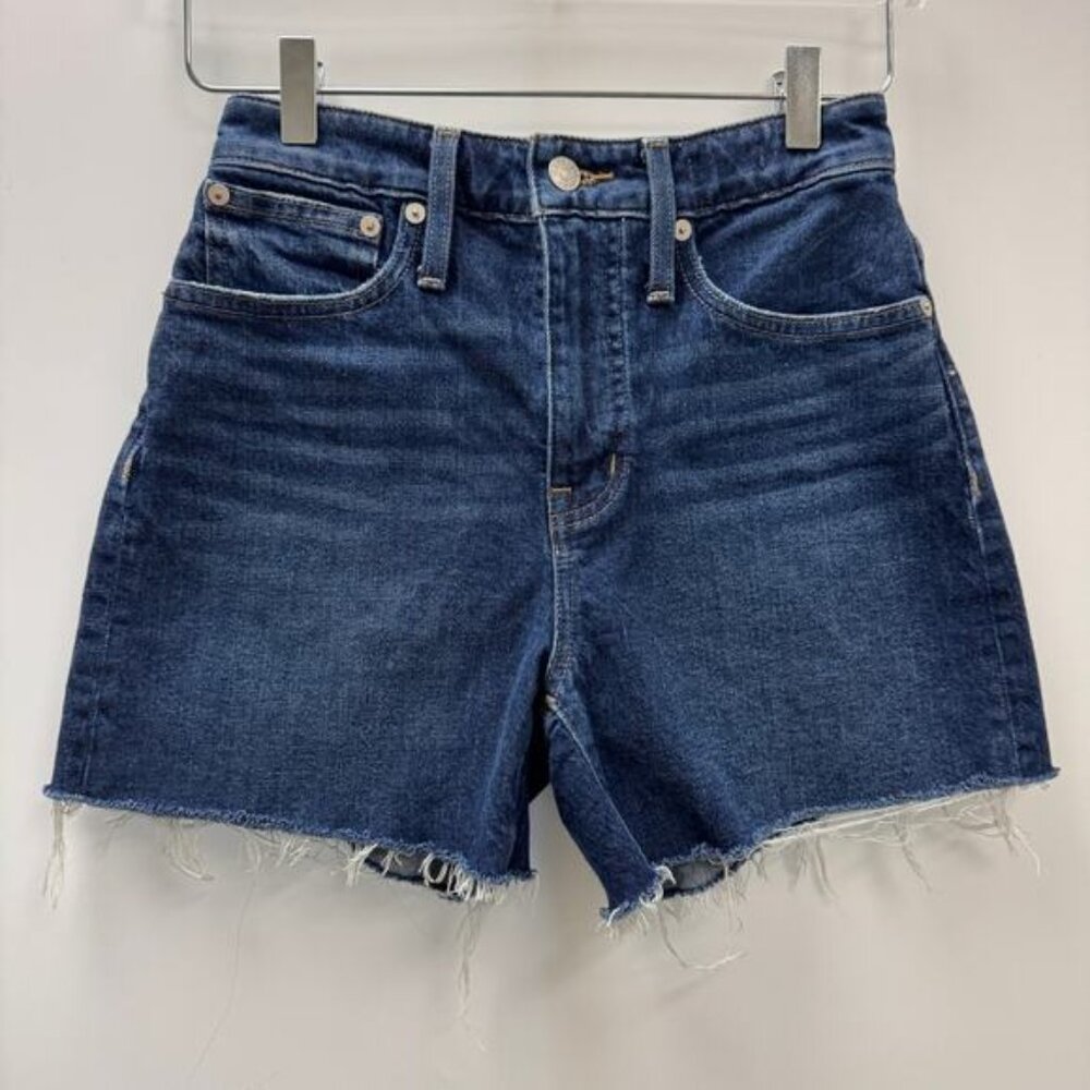 Madewell Curvy High Rise Dark Denim Cut Off Shorts Sz 25